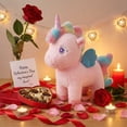 thumbnail image 3 of Unicorn Plush Stuffed Animal, 24cm Soft Plush Toy with Glitter Wings, Rainbow Mane & Embroidered Star Eyes, White or Pink, 3 of 6