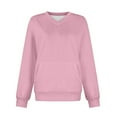 thumbnail image 5 of ManxiVoo Oversized V Neck Pocket Sweatshirt for Women Cozy Winter Wear Soft Fabric Comfort Fit Long Sleeve Tops XXL Size Pink, 5 of 5