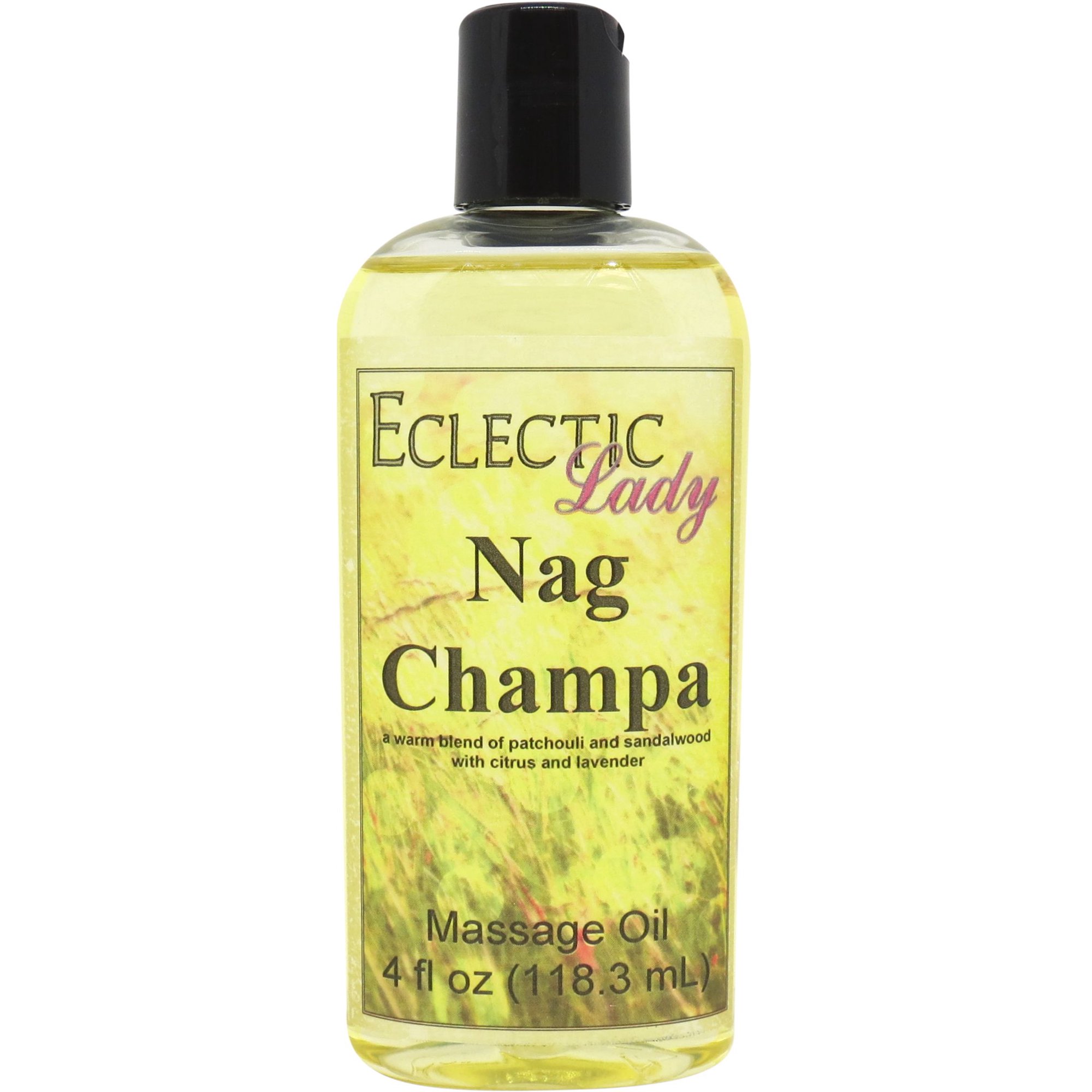 Nag Champa Massage Oil by Eclectic Lady, 4 oz, Sweet Almond Oil and Jojoba Oil