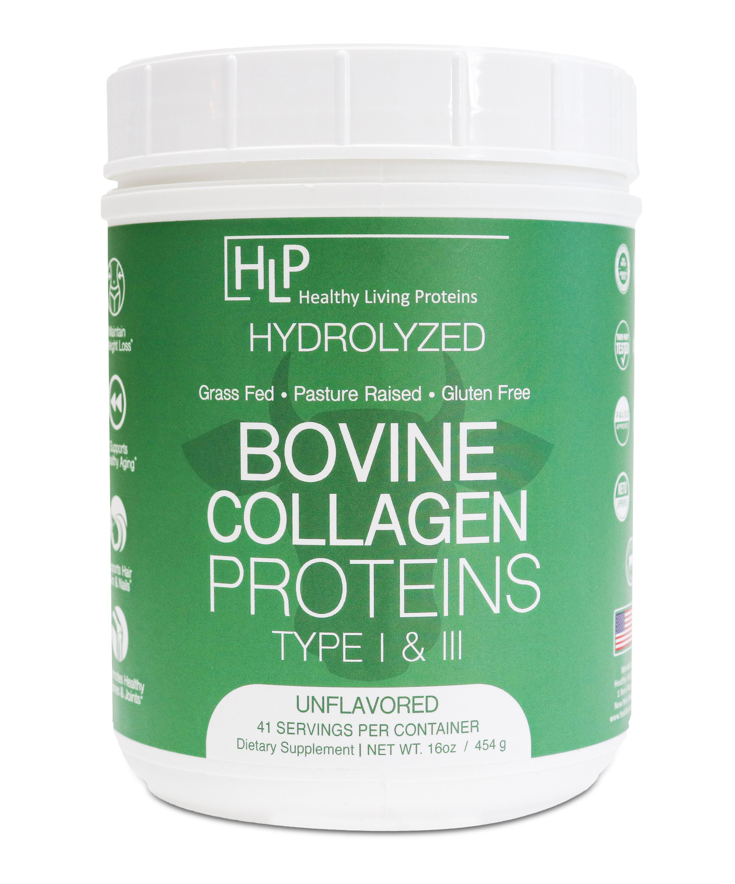 Hydrolyzed Bovine Collagen Proteins Type I & III - Grass Fed, Pasture Raised Bovine Peptides - Keto & Paleo, Gluten Free - Unflavored Powder (16 oz) - From Healthy Living Proteins