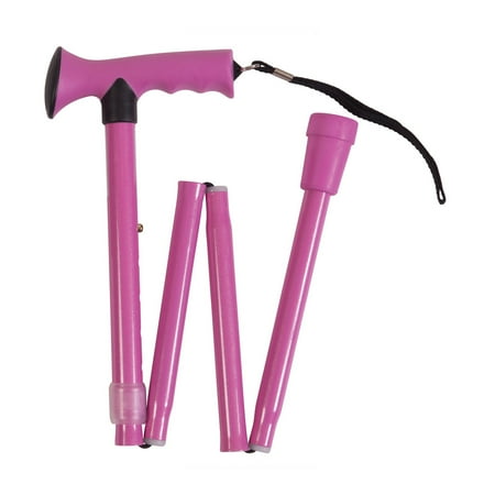 HealthSmart Colorful Walking Stick for Men and Women, Fashionable Comfort Grip Folding Walking Canes and Sticks with Soft Gel-like Handle, Collapsible Walking Stick, Adjustable, Pink
