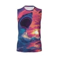thumbnail image 6 of Lsque Hawaiian Island Beach Shark Print Men's Cotton Blend Sleeveless Muscle Shirts (S-3XL)- Moisture Wicking, Odor Protection, UPF 30+,XX-Large, 6 of 8