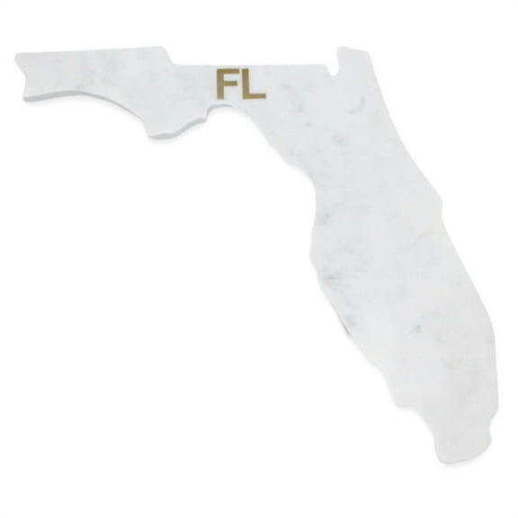 BIDK Home Polished Marble Florida Shaped Cutting Board - 13.5" - White