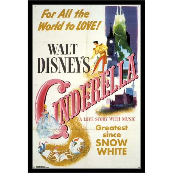 24X36 Disney Cinderella - One Sheet Wall Poster, 24" x 36", Framed