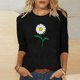 thumbnail image 4 of Camisetas Casuales de las Mujeres de Moda Impresa 3/4 Mangas Blusa Cuello Redondo para el Hogar Y Diario, 4 of 4