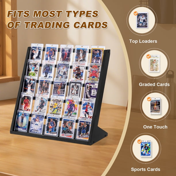 sports card trade show display case Table Top Case for Trading Pokemon Card it transforms them into a gallery you can share with pride Card Display Stand, 5-Tier Trading