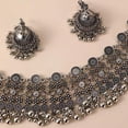 thumbnail image 5 of Indian Bollywood Traditional Jhumka Jewellery Set for Women Large Big Tassel Beaded Kundan Ethnic Wedding Wear Party Festival Choker Necklace Earrings Maang Tikka Traditional Fashion Antique Jewelry, 5 of 6
