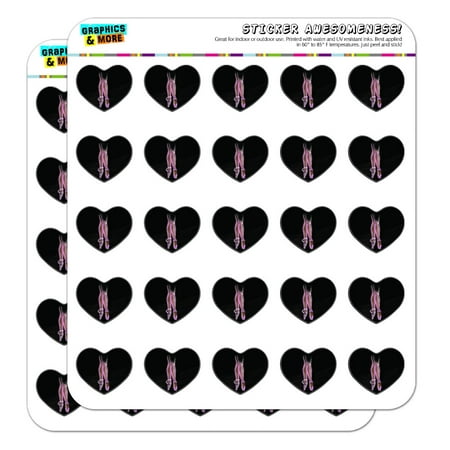 Ballet Slippers Pink Black Ballerina Dance Dancing Heart Shaped Planner Calendar Scrapbook Craft Stickers