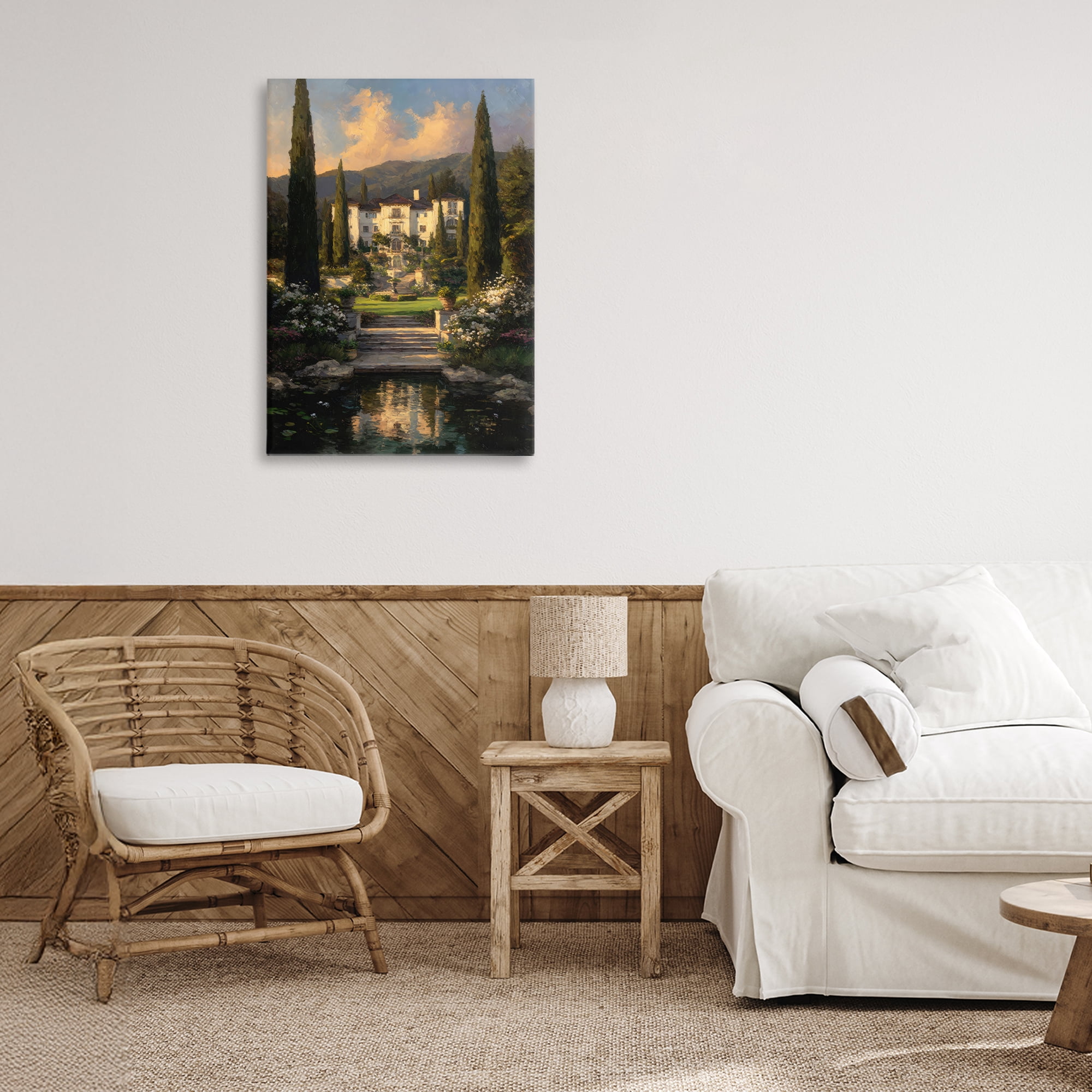 Stupell Industries Victorian Mansion at Sunset Canvas Wall Art, design by Petal Prints Design