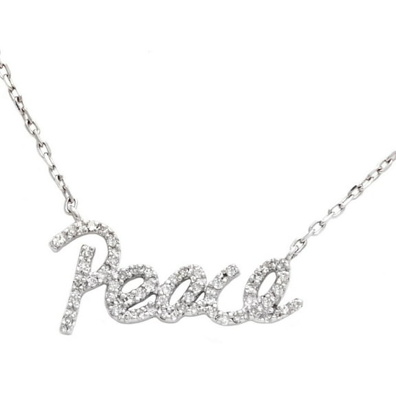 Silver Diamond Peace Necklace
