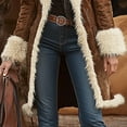 thumbnail image 3 of VIWORLD Women's Elegant Winter Coat with Plush Lining - Faux Fur Collar Long Trench Jacket, Retro Style Dark Brown，S, 3 of 6