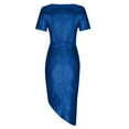 thumbnail image 6 of Womens Glitter Shiny Wrap Dress Short Sleeve V Neck Sparkly Evening Party Wedding Guest Gowns Sexy Clubwear (S, Blue), 6 of 6