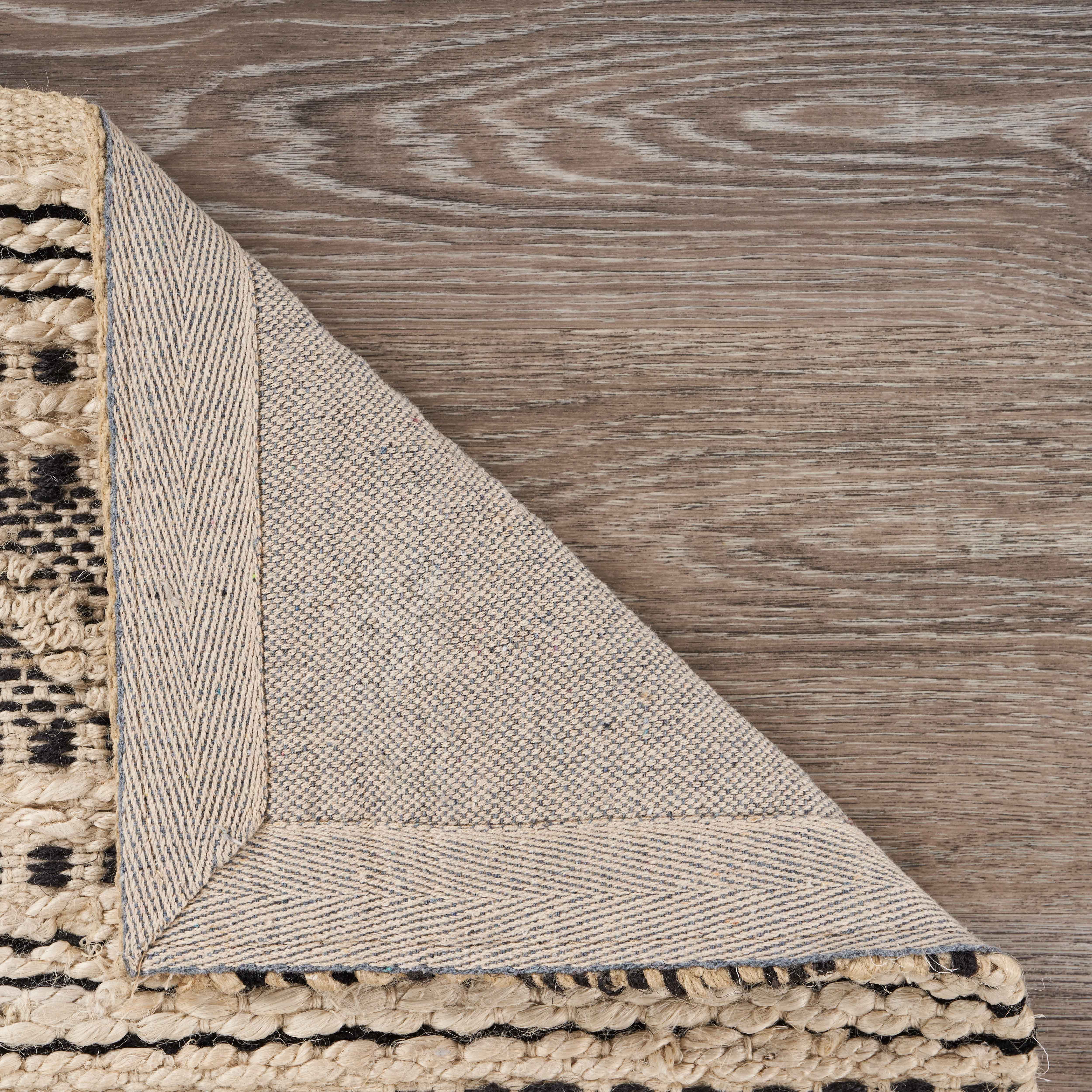 LR Home Blessy Bien Black & Natural Modern Chevron Jute Blend Area Rug, 7'9" x 9'9"