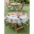 thumbnail image 3 of Outdoor Tablecloth with Umbrella Hole and Zipper, Orange Blue Pumpkins Fall Round Table Cloth 54 Inch Waterproof Tablecloth, Weeping Botanical Thanksgiving Vintage Picnic Table Cover for Patio, 3 of 7