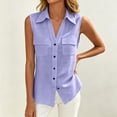 thumbnail image 6 of Yievot Womens Button Down Sleeveless Shirt with Pockets Collared Casual Summer Office Workwear Tops, 6 of 8