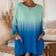 thumbnail image 1 of TaTaai 2026 Fall Womens Gradient Long Sleeve Tee Round Neck Loose Blouse With Pockets Casual Solid Color Fashion Top Soft Stretchy Polyester Daily Gift, 1 of 7