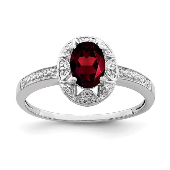 Auriga Fine Jewelry 925 Sterling Silver Oval-Cut Garnet and Diamond Engagement Ring Size- 7 for Women