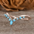 thumbnail image 2 of Turquoise Wedding Band Women Unique Natural Marquise Turquoise Rose Gold Dainty Ring Enhancer Dainty Cluster Tapered Gift For Her Custom, 2 of 2