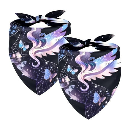 PhooArto Butterflies Unicorn Pattern Dog Bandanas 2 Pack Soft Washable Pet Scarf Triangle for Large Dogs Puppies and Cats