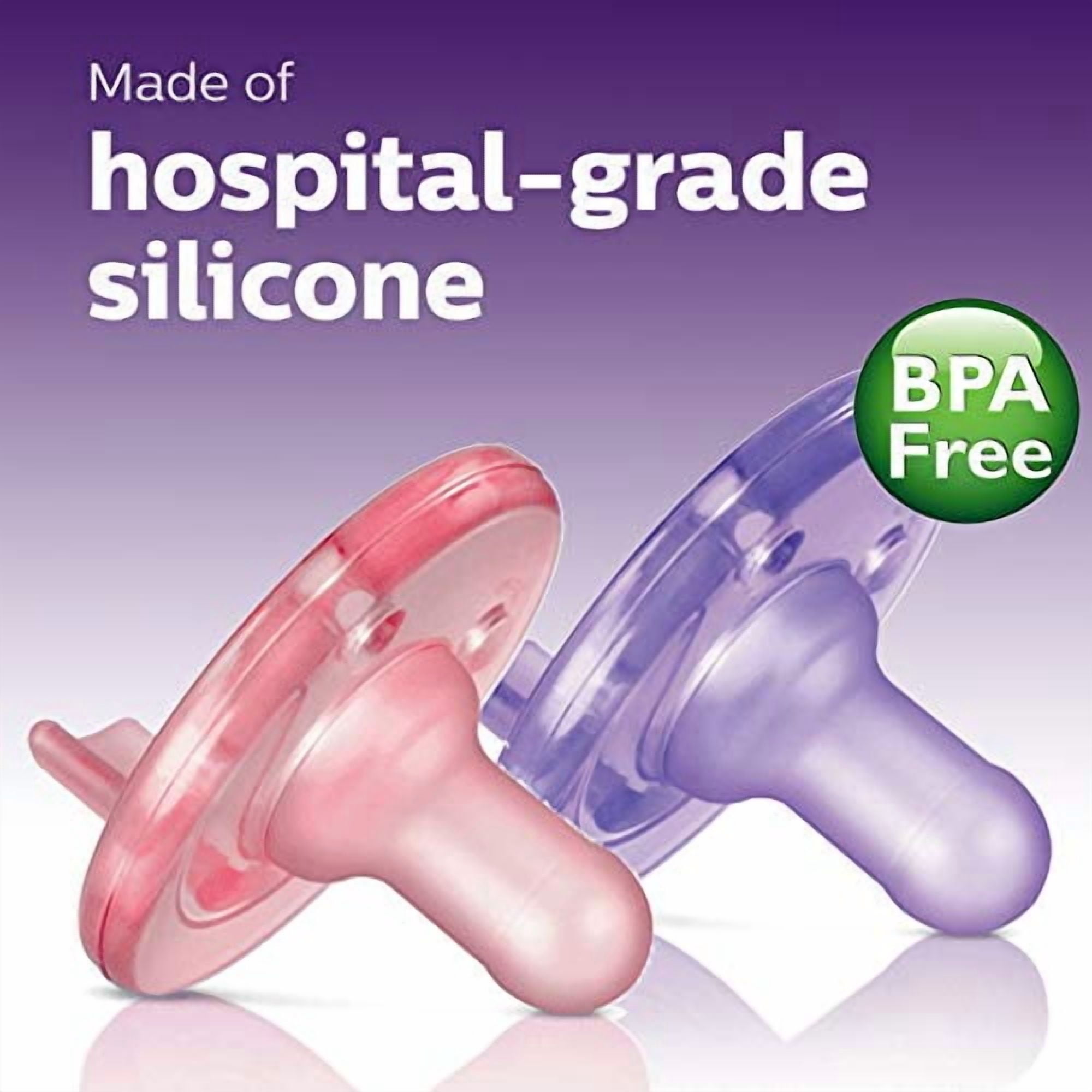 Philips Avent Soothie Pacifier, Pink/Purple, 0-3 Months, 4 Pack