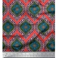 thumbnail image 1 of Soimoi Orange polyester Crepe Fabric Seamless Damask Printed Fabric 1 Yard 42 Inch Wide, 1 of 3