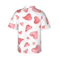 thumbnail image 3 of Balery Pink Hearts Print Men's Hawaiian Shirts Short Sleeve Beach Shirt Relaxed Fit Vacation Button Down Shirts-Medium, 3 of 9