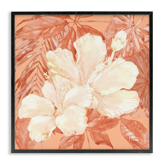 Stupell Industries Hibiscus Flower Bunches Plants & Flowers Painting Black Framed Art Print Wall Art, 12 x 12