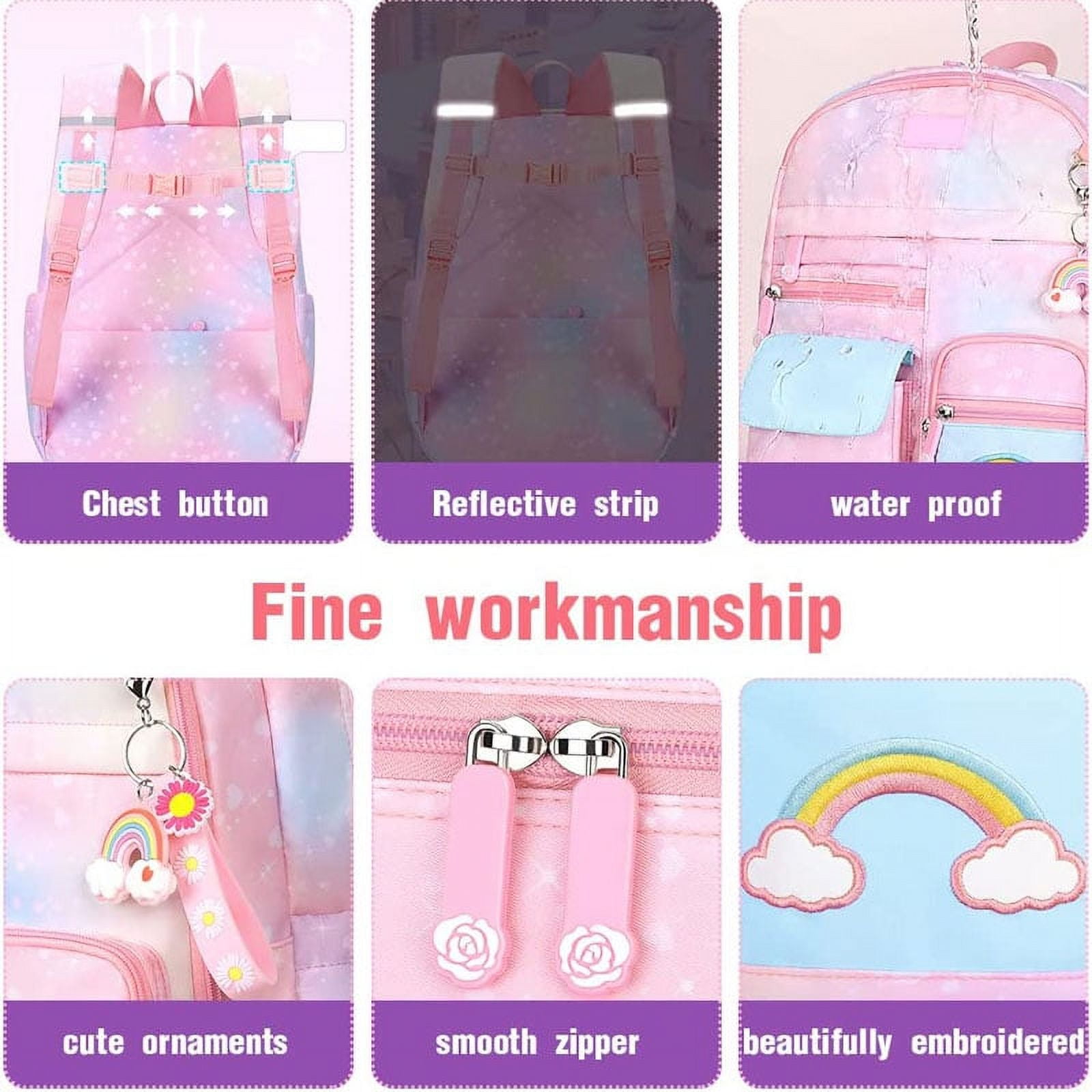 Girls Backpack, School Backpacks, Cute Book Bag with Compartments for Teen Girl Kid Students Elementary Middle School