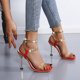 thumbnail image 1 of Sandalias de tacón alto con punta abierta y correa en el tobillo con cadena de metal transparente sexy para mujer Wmkox8yii hfjk3462, 1 of 5