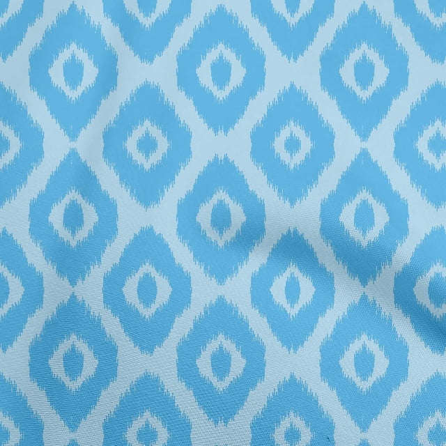 oneOone Polyester Spandex Light Blue Fabric Asian Ikat Craft Projects Decor Fabric Printed By The Yard 56 Inch Wide