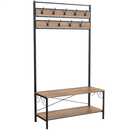 Yaheetech 72 Inch Hall Tree Storage Bench Entryway Shoe Rack
