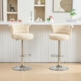 thumbnail image 2 of Nmkwnr Pack of 2 Adjustable Swivel Bar Stool with Metal Legs, Velvet Counter Height Barstools for Kitchen, Dining Room, Bar, Beige, 2 of 7