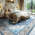 thumbnail image 2 of Reepow 9x12 Blue White Machine Washable Super Soft Faux-Wool Vintage Floral Boho Non-Slip Low Pile Area Rugs for Living Room Bedroom, 2 of 9