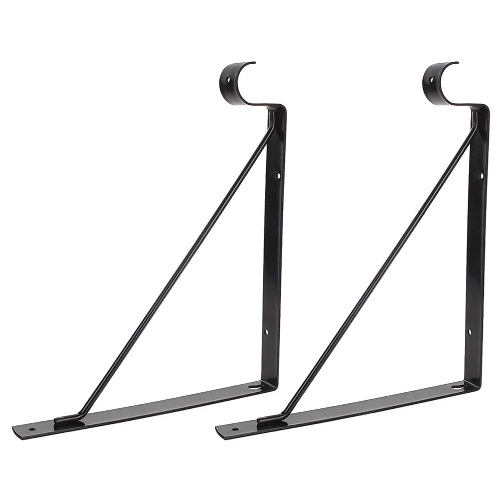 BERTDOMD 2-Pack Heavy Duty Metal Shelf Brackets with High Load Capacity Frame and Wall Mount Hooks for Storage Support