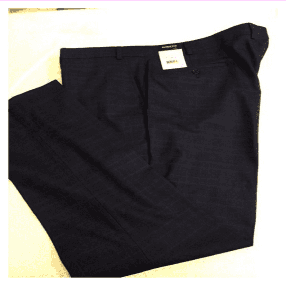 Kenneth Cole New York Men's plaid flat front dress Pant 42X32/Blue