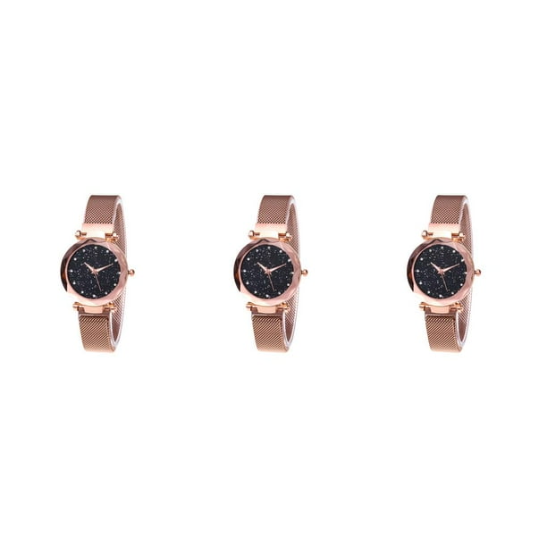 Reloj de pulsera Sidaley Star Sky para mujer de cuarzo analógico oro rosa