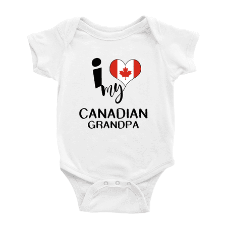 

I Heart My Canadian Grandpa Canada Love Flag Baby One-Pieces Baby Bodysuit (White 12-18 Months)