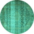 thumbnail image 1 of Ahgly Company Machine Washable Indoor Round Persian Turquoise Blue Traditional Area Rugs, 5' Round, 1 of 4