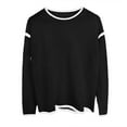 thumbnail image 5 of Fiaer Crew Neck Sweater for Women Trendy Baggy Knitted Pullover Long Sleeve Casual Thermal Warm Comfort Color Blocking Tops Black M, 5 of 5