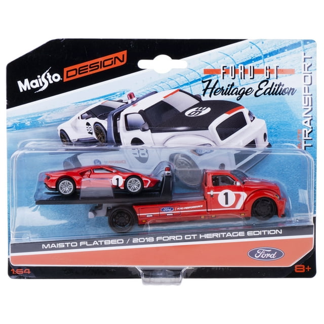 Modèle de Simulation de Voiture en Alliage Voiture-1:64 Série de Remorques-Remorque + 2018 Ford Gt-Red, Décoration de Collection Fans d'Anime