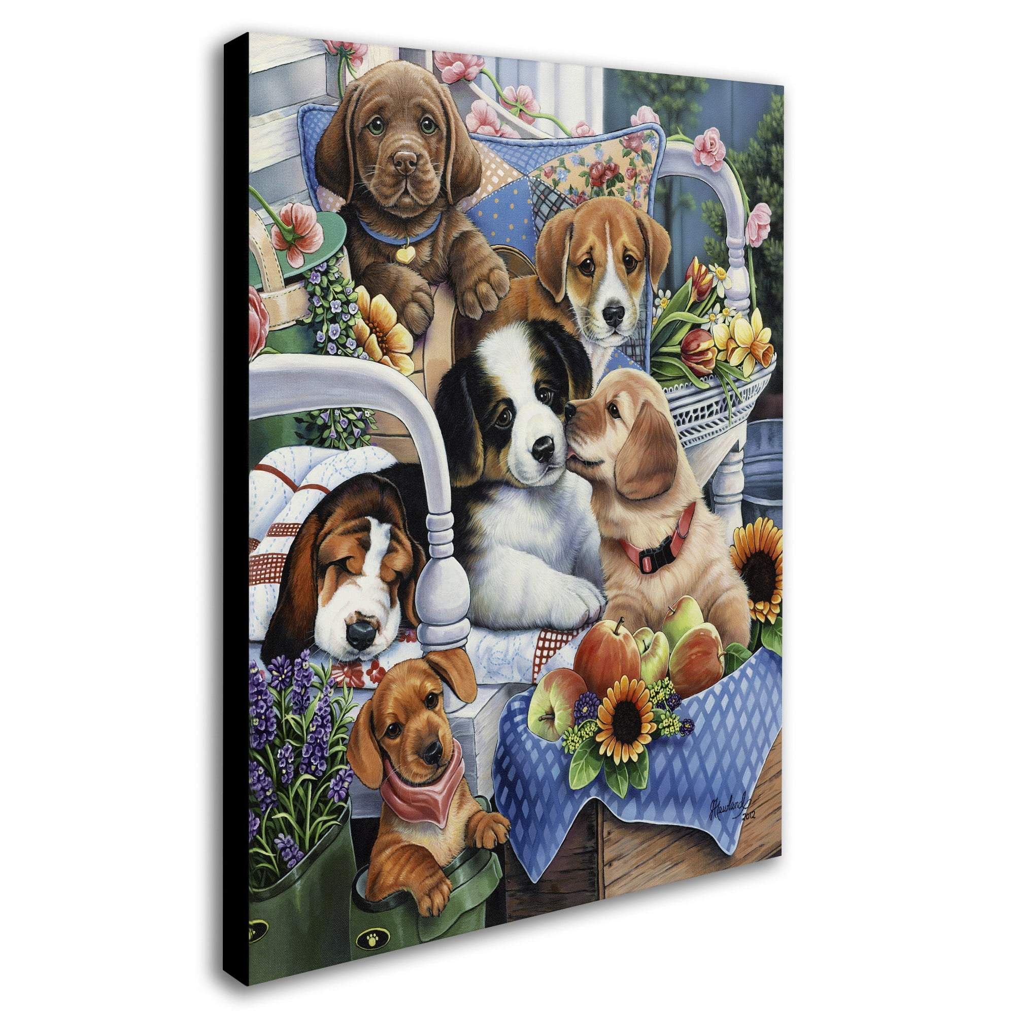 Trademark Fine Art 'Country Pups' Canvas Art by Jenny Newland