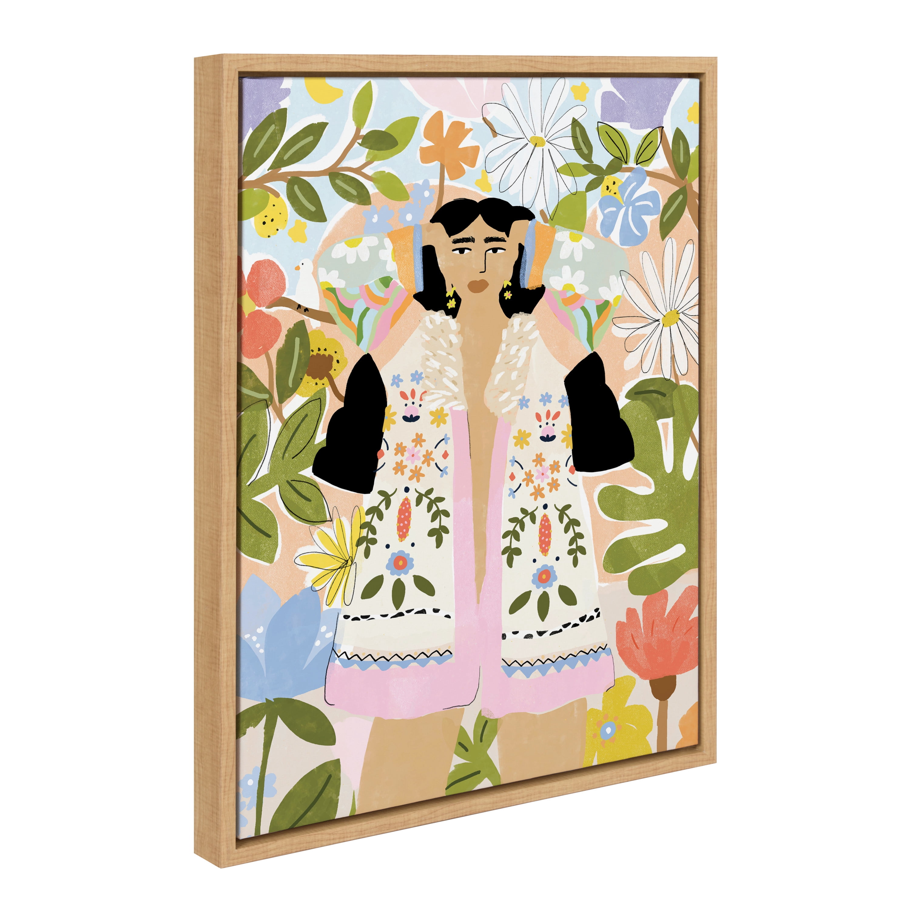 Kate and Laurel Sylvie Beauty Around Me Framed Canvas Wall Art by Alja Horvat 18x24 Natural Decorative Boho Art for Wall