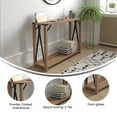 thumbnail image 6 of BizChair Modern Farmhouse Wooden 2 Tier Console Entry Table with Black Metal Corner Accents and Cross Bracing, Rustic Oak, 6 of 11