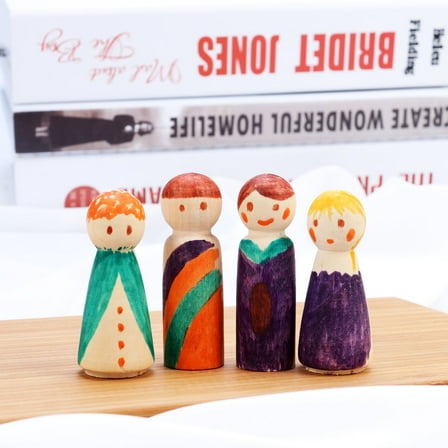 HEMOTON 10Pcs Unfinished Peg People Wooden Peg Dolls For Artists And Craft Projects