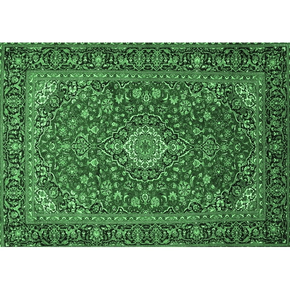 Ahgly Company Indoor Rectangle Medallion Emerald Green Traditional Area Rugs, 6' x 9'