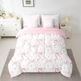 thumbnail image 2 of jejeloiu Ribbon Bow Tie Twin Bedding Sets 7-Piece,Stars Bowknot Print Bedding Comforter Set,Pink White Sheet Sets,Lightweight Room Decorative Reversible, 2 of 8