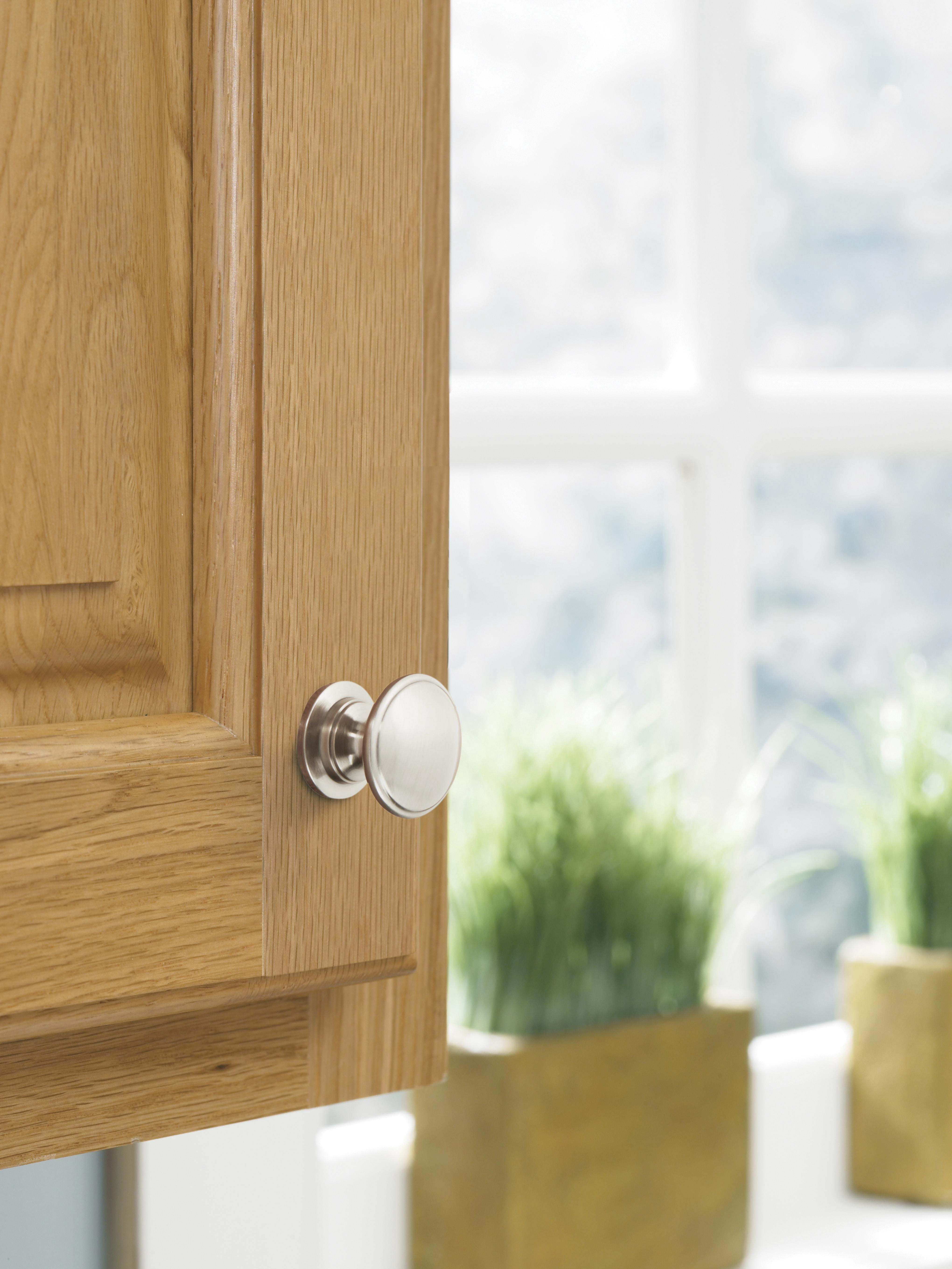 Amerock Ravino 1-1/4 inch (32mm) Diameter Satin Nickel Cabinet Knob, 10 Pack