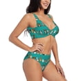 thumbnail image 2 of Wukai Cartoon Dogs Women's Bikini Set Two Piece,wimsuit High Waisted V Neck Twist Front Adjustable Spaghetti Straps Bathing Suit-Medium, 2 of 7