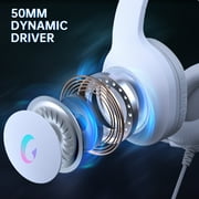 Ecomoment Gaming Headset for PC, PS5, Xbox Series X/S, Xbox One, Switch, MAC, Xbox Headset with Noise Canceling Microphone, Wired Over-Ear Gaming Headphones with LED Light&7.1 Surround Sound/