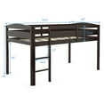 thumbnail image 3 of Costway Twin Low Loft Bunk Junior Bed Bedroom Wooden Guard Rail Ladder Espresso, 3 of 11